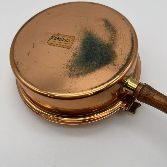 TELEFLORA Silent Butler Copper Les Bonbons Wood Handle Hinged Lid Crumb Catcher - Picture 11 of 14